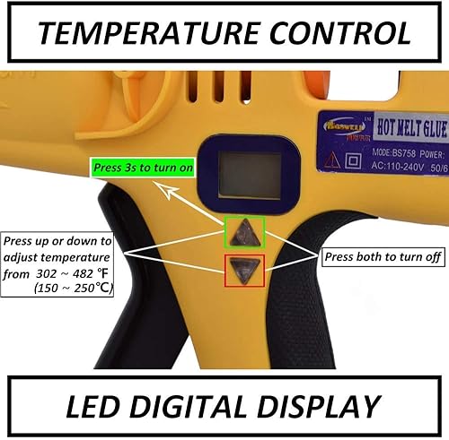 Miniatura 5 de Pistola de pegamento caliente profesional de tamaño completo de 500 vatios de alta temperatura, industrial, resistente, pistola de pegamento de