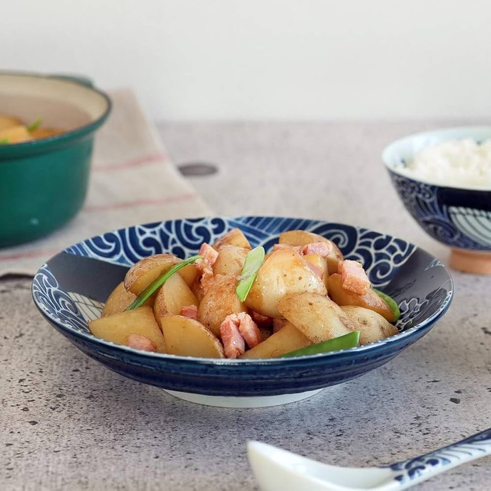 Amazon｜みのる陶器(Minorutouki) 美濃焼 白波くじら 215深皿