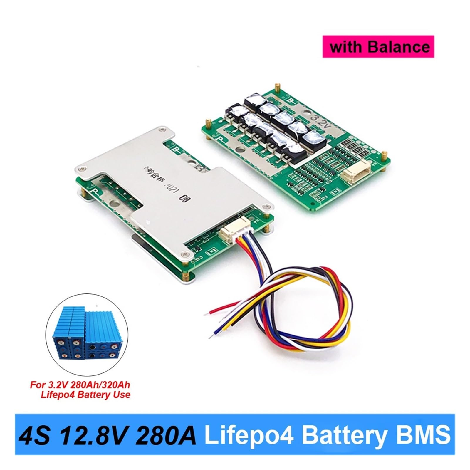 BMS-Lithiumbatterie-Schutzplatine, 4S 12,8 V 200A 280A Balance Batterie BMS Balance Protected Board for 3,2 V 200Ah 280Ah 320Ah Batterien Verwendung Li-Ionen-Ladegerät-Schutzmodul(4S 200A BMS)