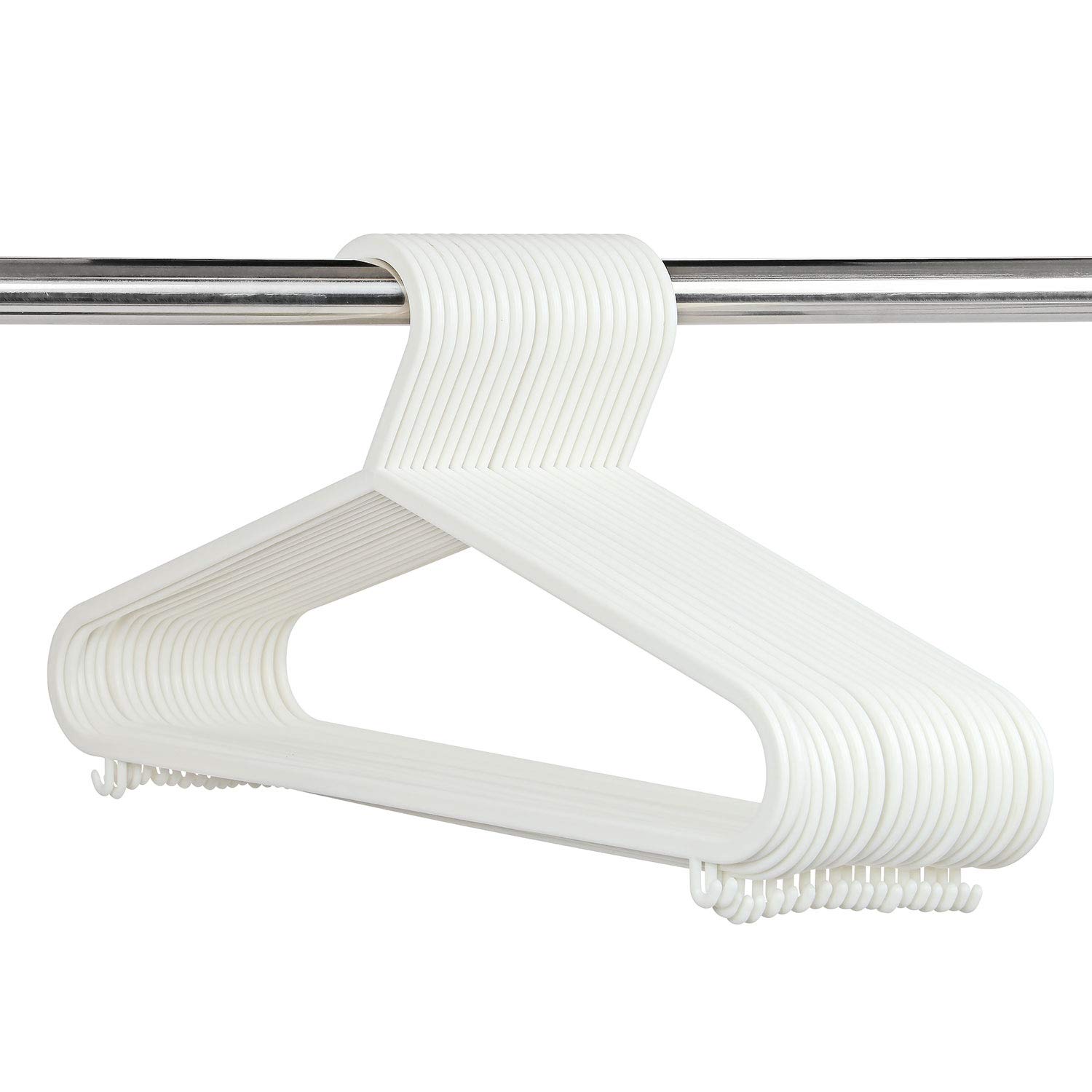 Taylor & Brown White Taylor & Brown® 100 X Strong Plastic Clothes Hanger Garment Coat Dress Skirt Adult Size Hangers With Suit Trouser Bar & Lips