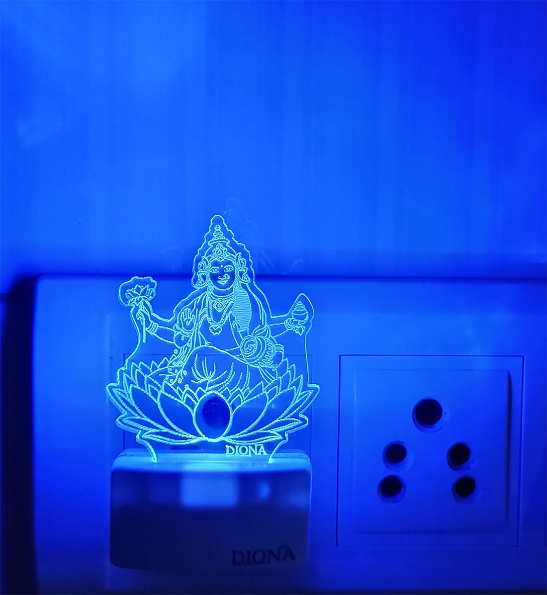 DIONA Night Lamp Laxmi Maa LED 3D Illusion Multi Color Changing Home Decor Divine Night Light Bedroom, Kidsroom, HomeOffice