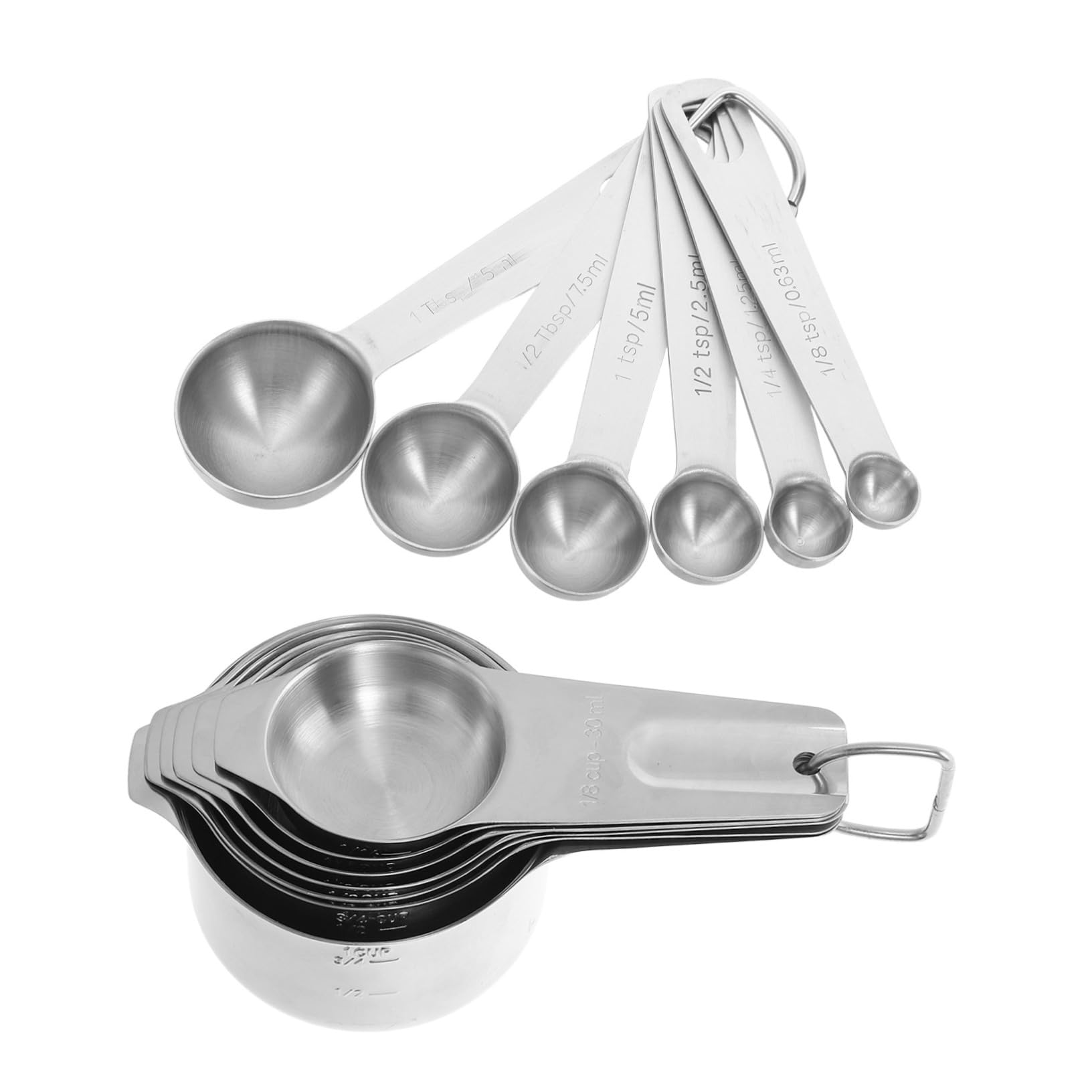 2 Juegos Tazas y Cucharas Medidoras Inoxidable para Ingredientes Set Completo de Utensilios Ergonómicos y Seguros para Cocina y Repostería