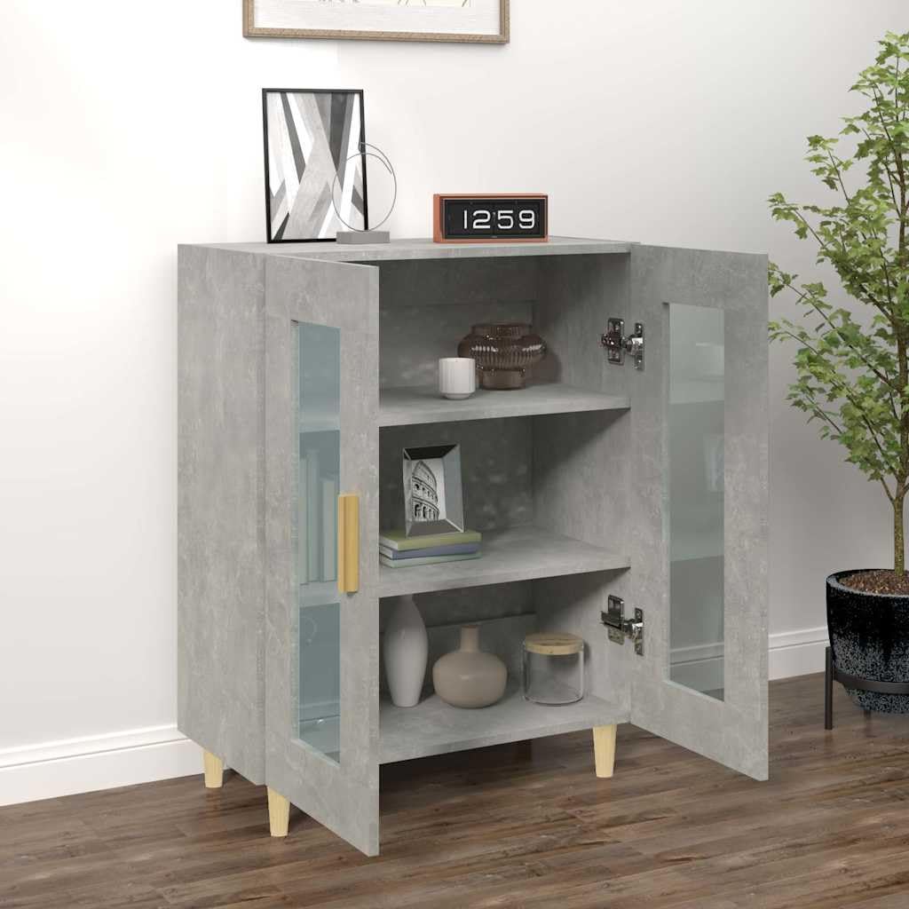 Credenza grigio cemento, 69,5 x 34 x 90 cm, credenza con 2 ante in