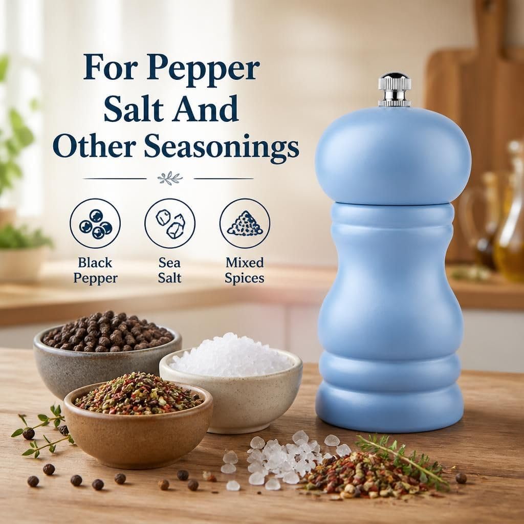 Wooden Salt and Pepper Grinder Mill Shakers Stainless Steel Adjustable Coarseness Seasoning Mill Manual Spice Grinder Kitchen Cooking Dining Table Accessories for Meal Prep, Green