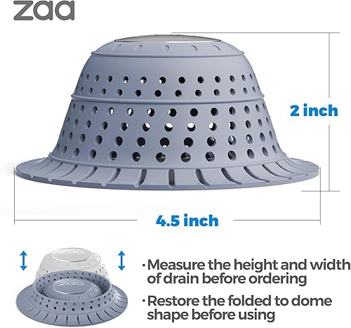 Miniatura 5 de Recogedor de pelo de drenaje de bañera, 1 paquete de protector de drenaje plegable de silicona para desagües emergentes y regulares de ducha,