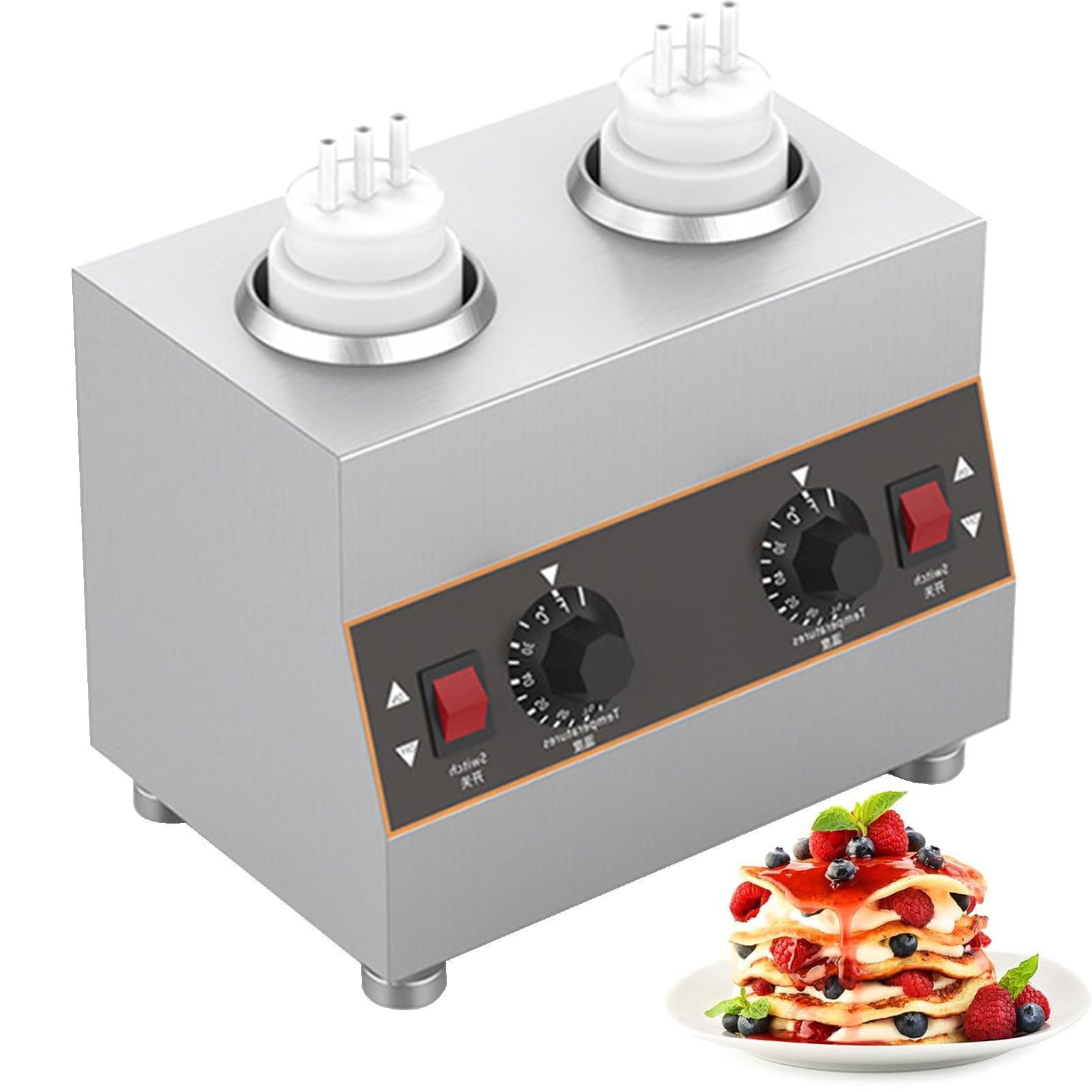 Calentador de Salsa de Queso Eléctrico Dispensador de Calentador de Chocolate Caliente Dispensador de Queso Nacho Máquina de Preservación de Calor de Mermelada,2bottles