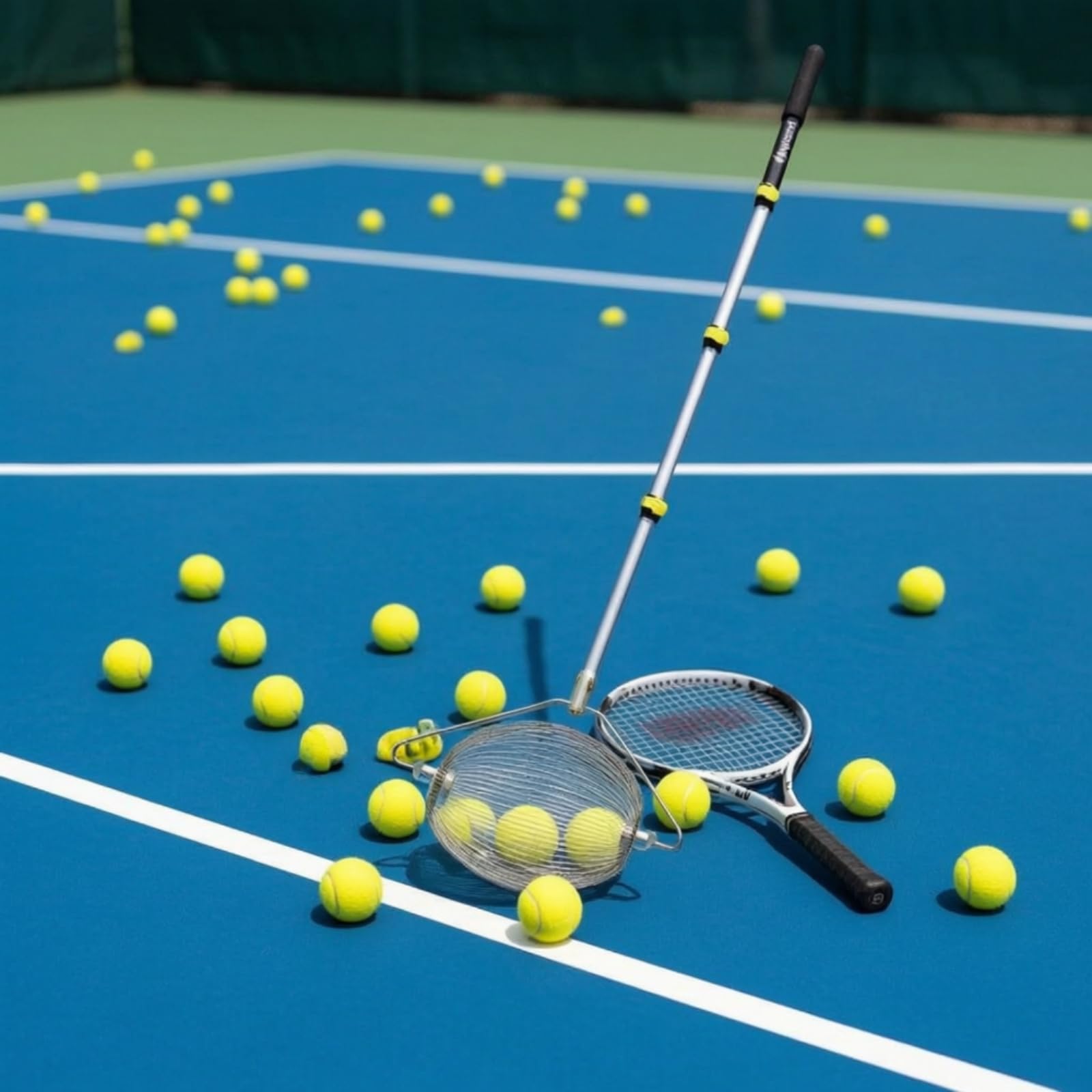 Raccoglitore di Palline da Tennis Ergonomico Tubo Raccoglipalline con Contenitore Pratico Attrezzo