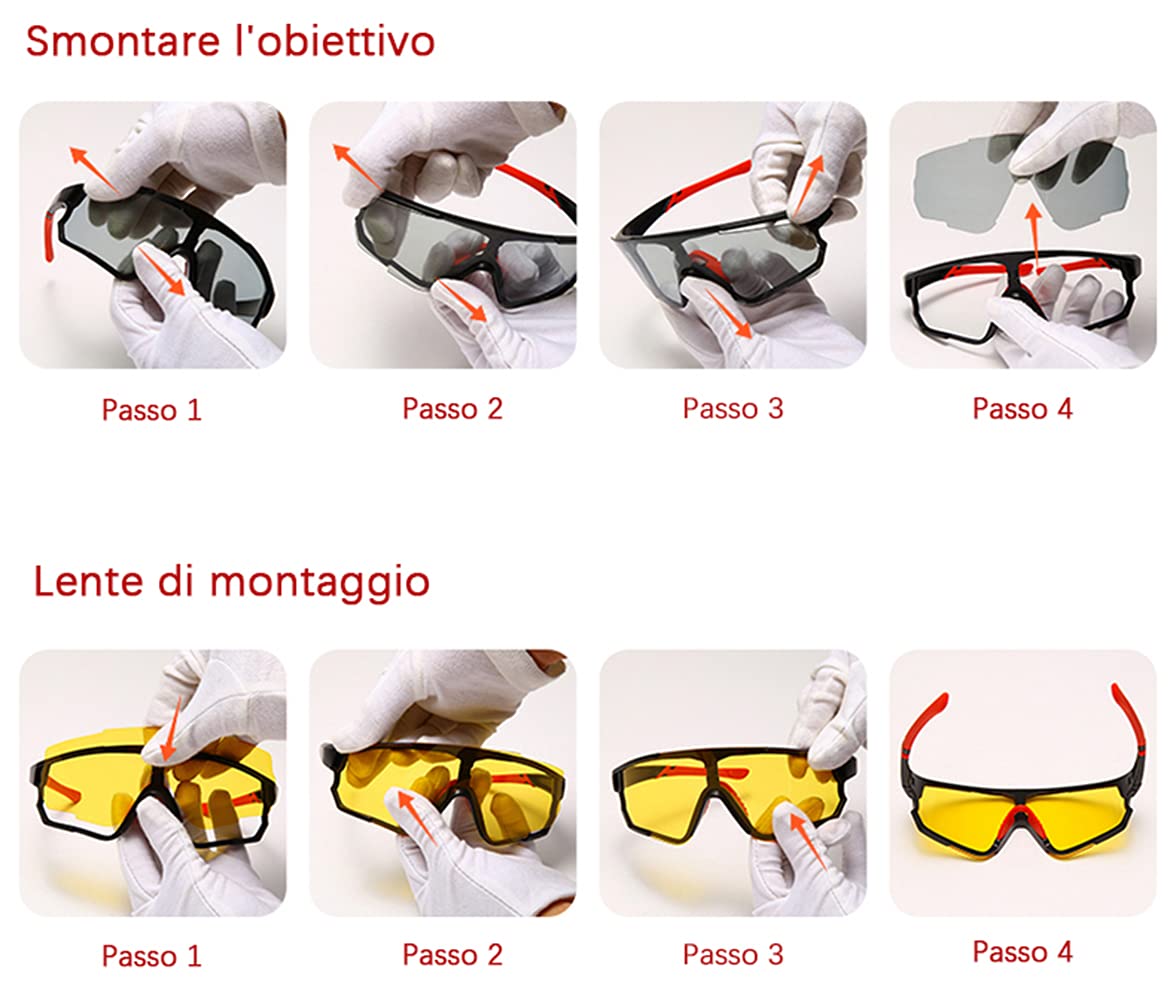 Long Keeper Occhiali Ciclismo Polarizzati con 3 Lenti Intercambiabili Occhiali da sole Sportivi da Uomo Donna UV400 Protezione per Corsa Bici Sport