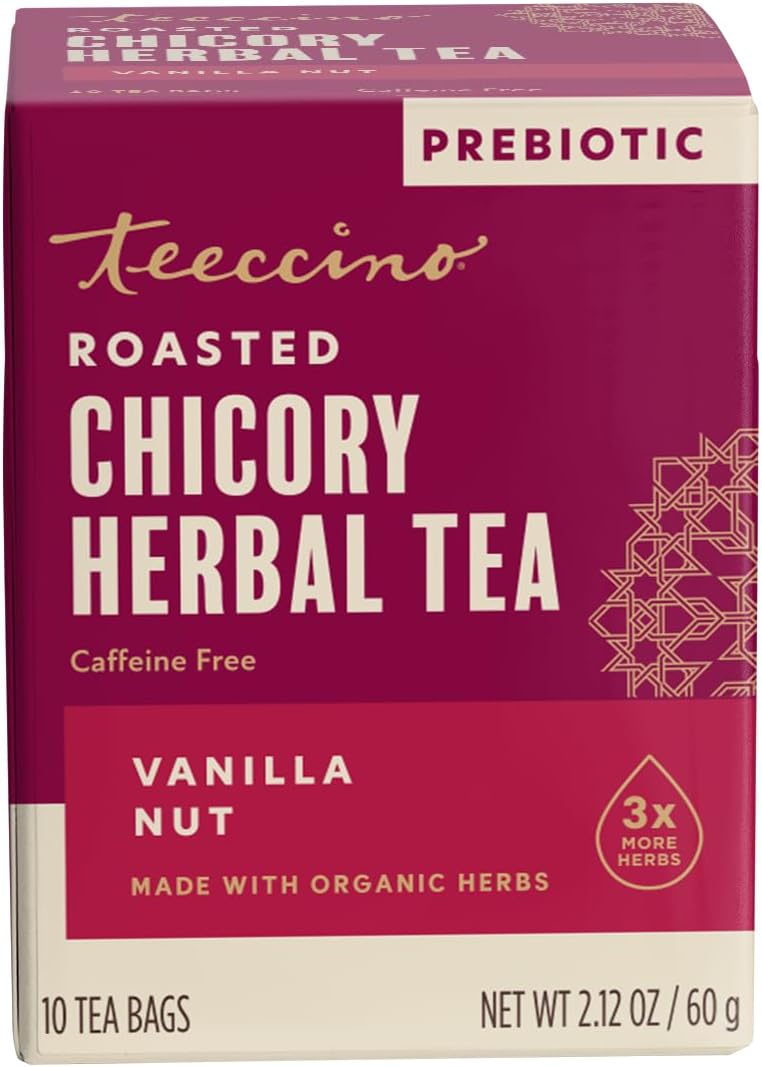 Teeccino Vanilla Nut Chicory Roasted Herbal Tea, 10 Bags