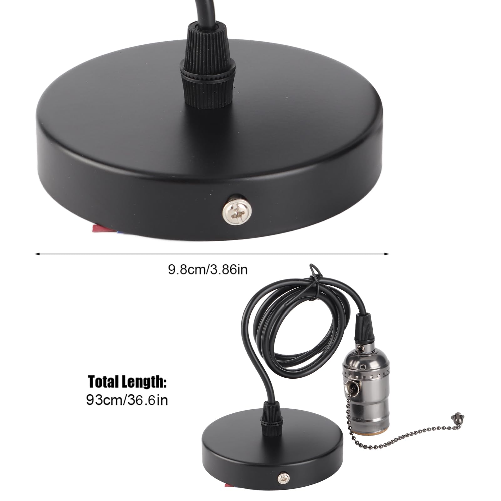 FTVOGUE E27 Pendant Light Holder - Vintage Ceiling Lamp Base With Pull Chain Switch