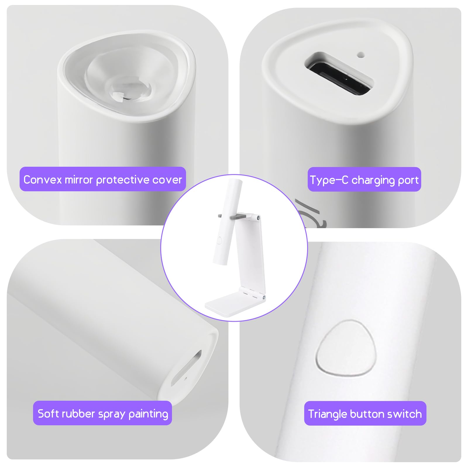 Mini Lampada UV LED Unghie, Lampada Gel Unghie Portatile con Supporto, USB Ricaricabile e Senza Fili, 2 Timer 20/60s, Fornetto per Unghie Semipermanente Asciugatura Rapida