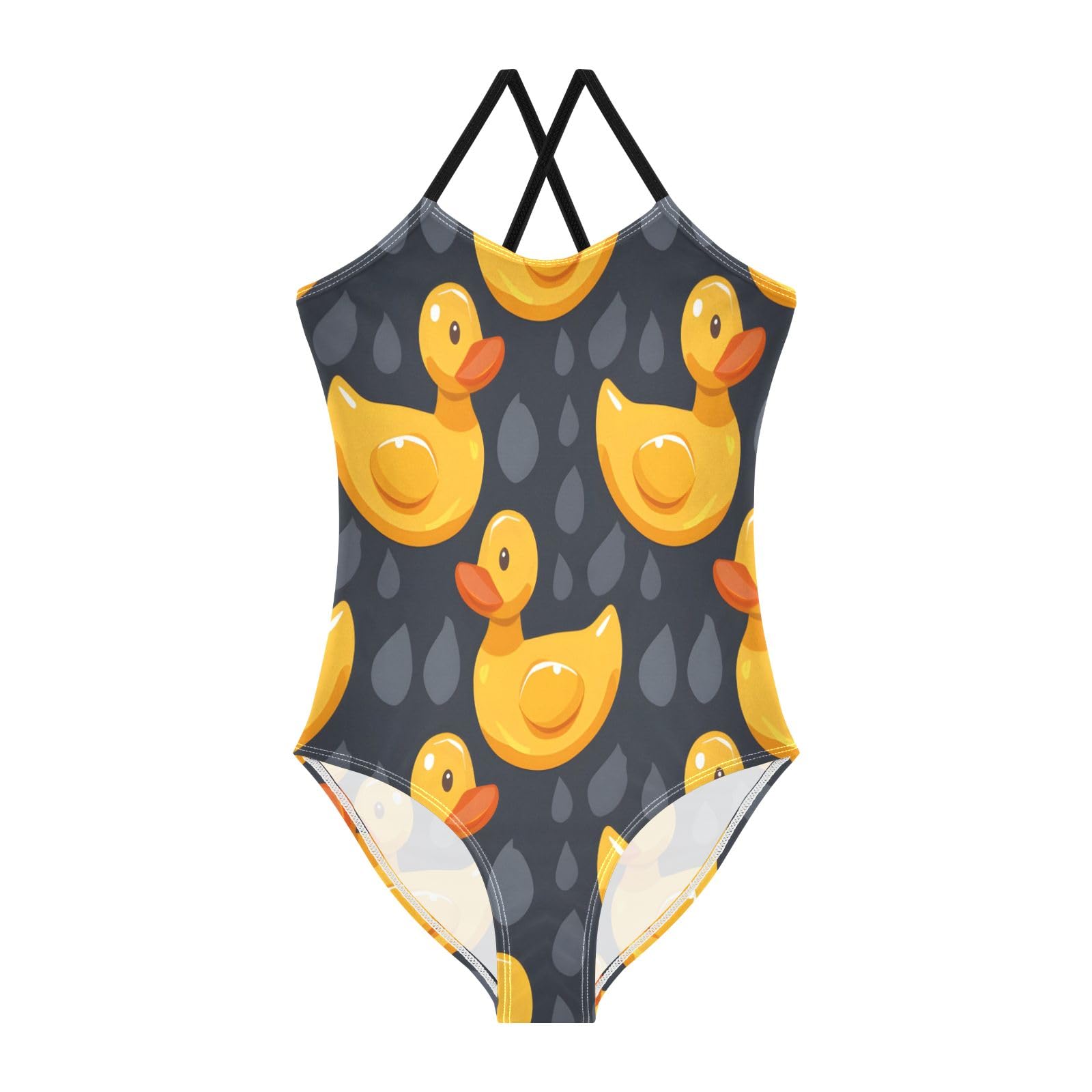 Cute Rubber Yellow Duck Girls One-Piece Swimsuit Beach Bathing Suit