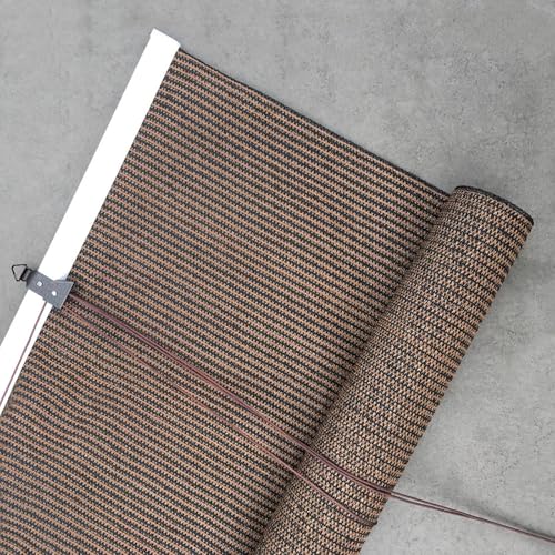 Persianas Enrollables Exterior Toldo Duradero, Marrón Verde Beige Estor Opaco Impermeable, 50-260CM Pantalla Cortina Aislamiento Protección Solar UV, para Ventanas Sin Taladrar(Brown,140 x 240cm)