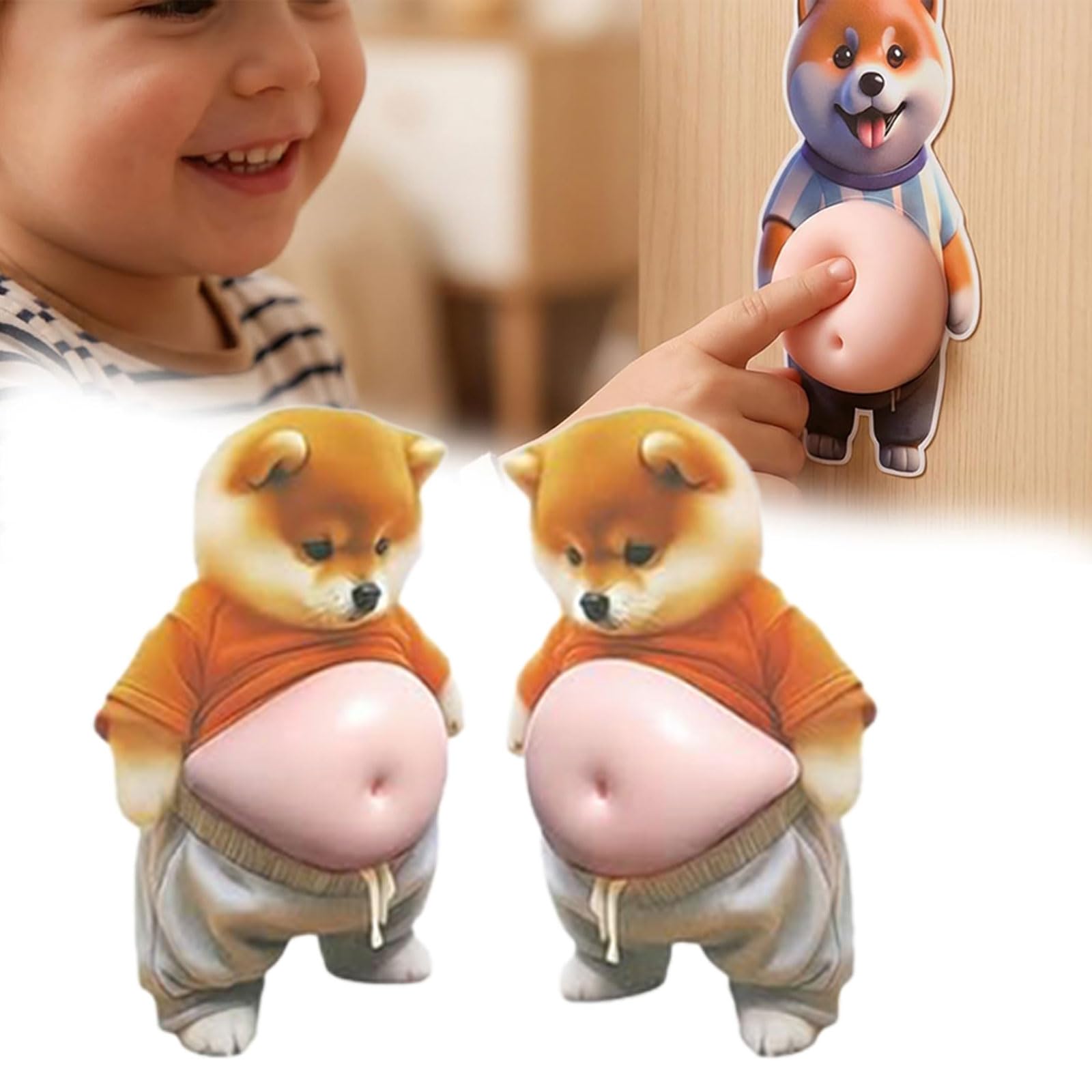 LQHZC 3D犬 お腹 シール 柔らかいお腹 ぷにぷにシール かわいい 3D もっちりスクイーズ ステッカー シー ル帳 デコレーション 携帯電話飾り用 手帳用 日記帳用 车用 手芸用品 ル (かわいい柴犬のステッカー2枚)