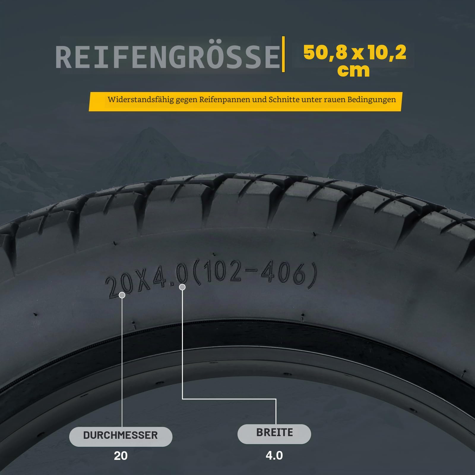 WEEROCK Fatbike Reifen 16/20/26 x 4.0 Zoll, E-Bike Faltbar, Allterrain