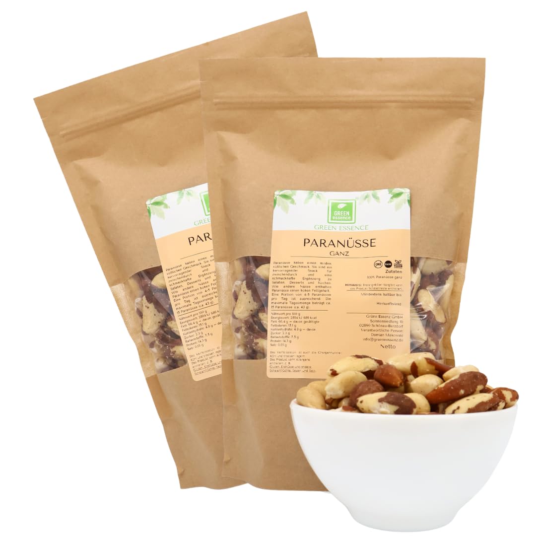 Paranüsse Roh Ungesalzen 1kg – Naturbelassene Paranusskerne Geschält, Ganze Paranüsse Ohne Schale, Brazil Nuts