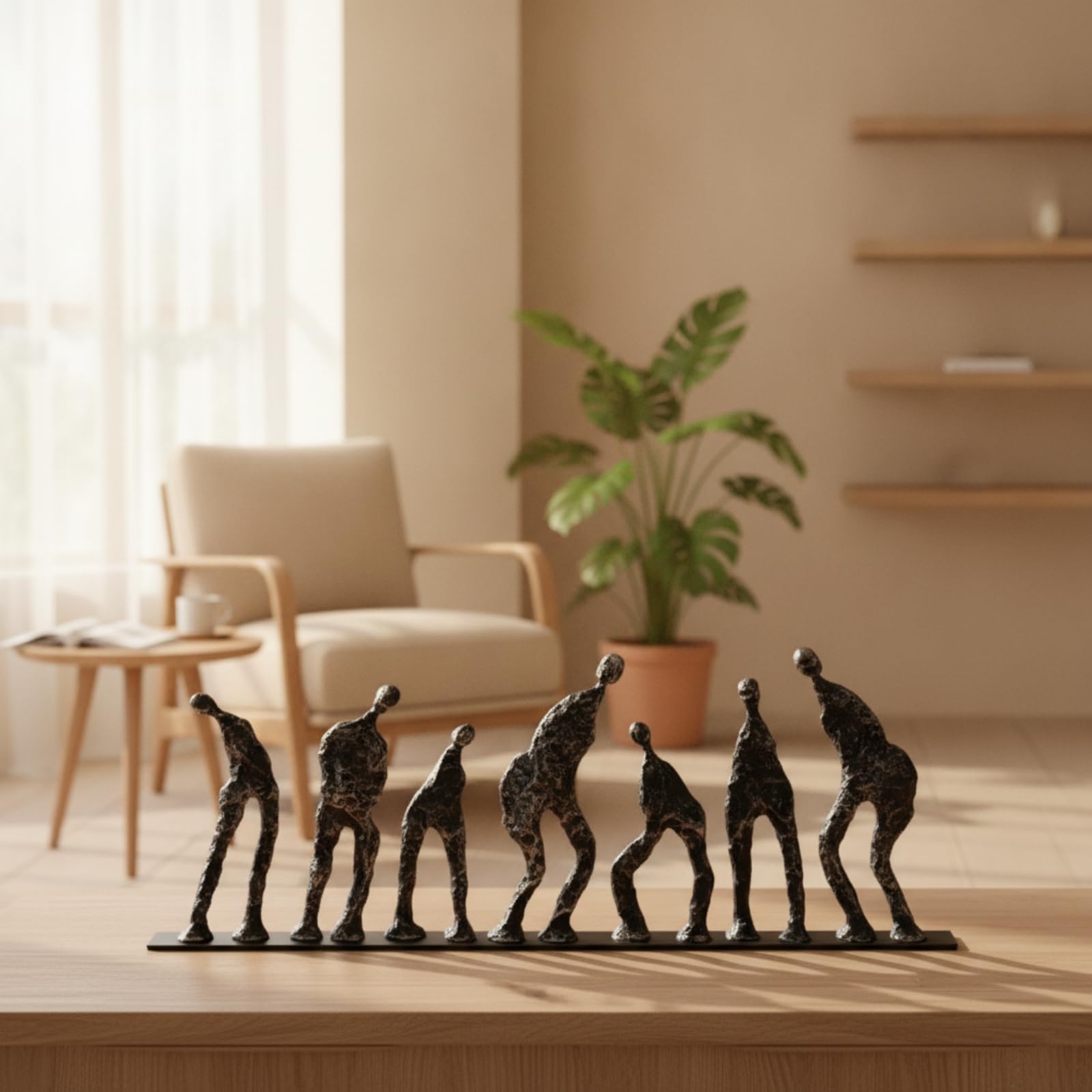 Skulptur mit Magneten modern Figurengruppe handgefertigt Kunstobjekt für Sammler, Konsole, Büro, Regal