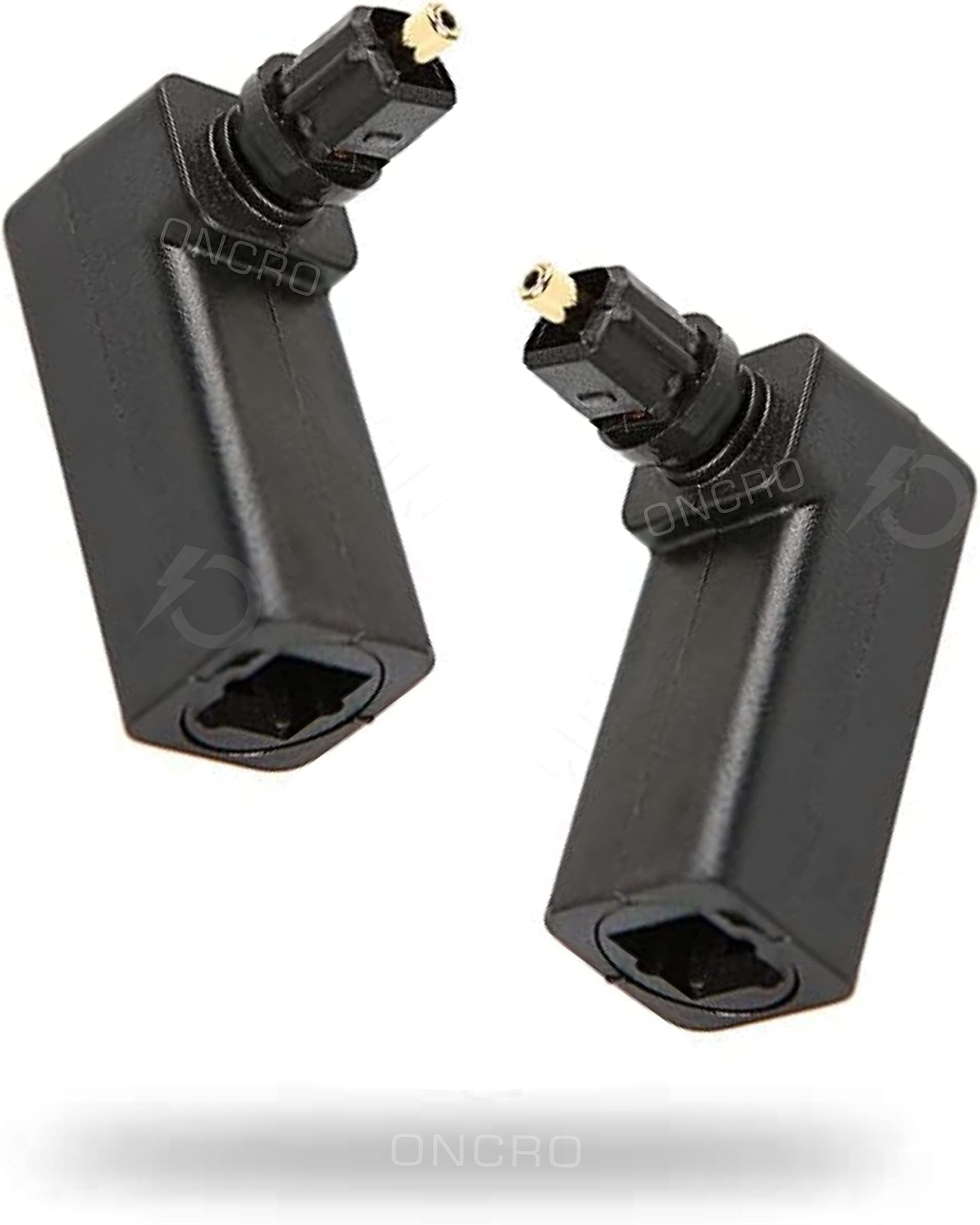 Pack of 2, Right Angle Optical Cable Converter 360/90 Degree L Shape Optical Cable Adapter rotatable Digital Audio Toslink Fiber for soundbar, tv & Home Theater aux 5.1 Speakers P-S4 X-Box