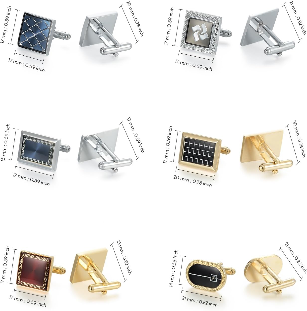 wynameleri Cufflinks Set 6 Pairs for Men, Business Formal Shirts Buttons Cuff Link Packed in Case - Image 4