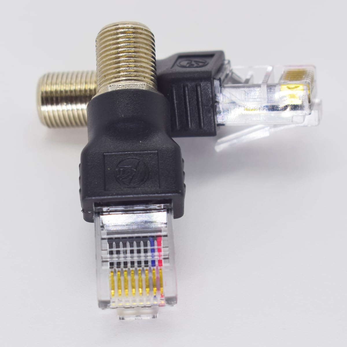 RF auf RJ45 Konverter-Adapter, F-Buchse auf RJ45-Stecker, Koaxialkupplung, Adapter, Koax, gerader Stecker, Schwarz, 2 Stück