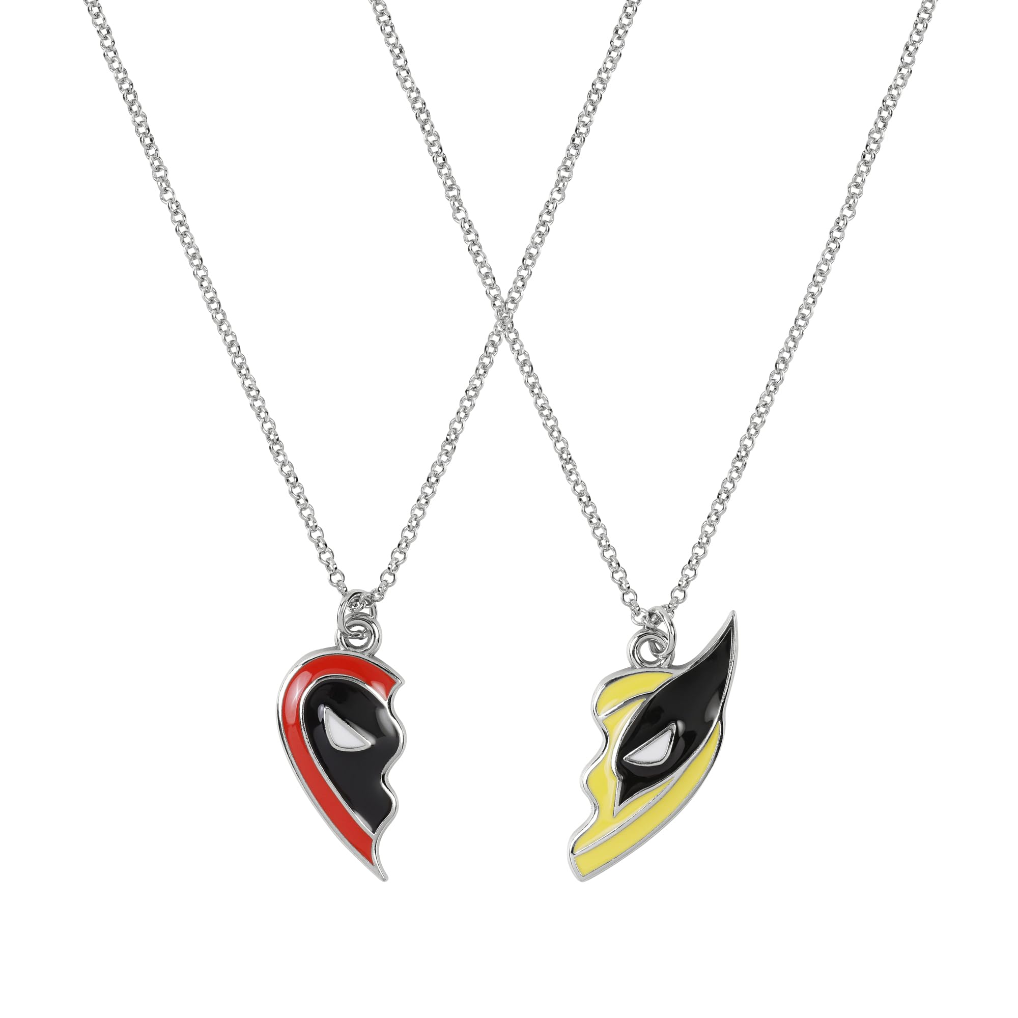Disney Deadpool & Wolverine - Juego de collar con colgante de corazón dividido para mejor amigo para niños, talla única, Disfraz/rodio de imitación, No es una piedra preciosa