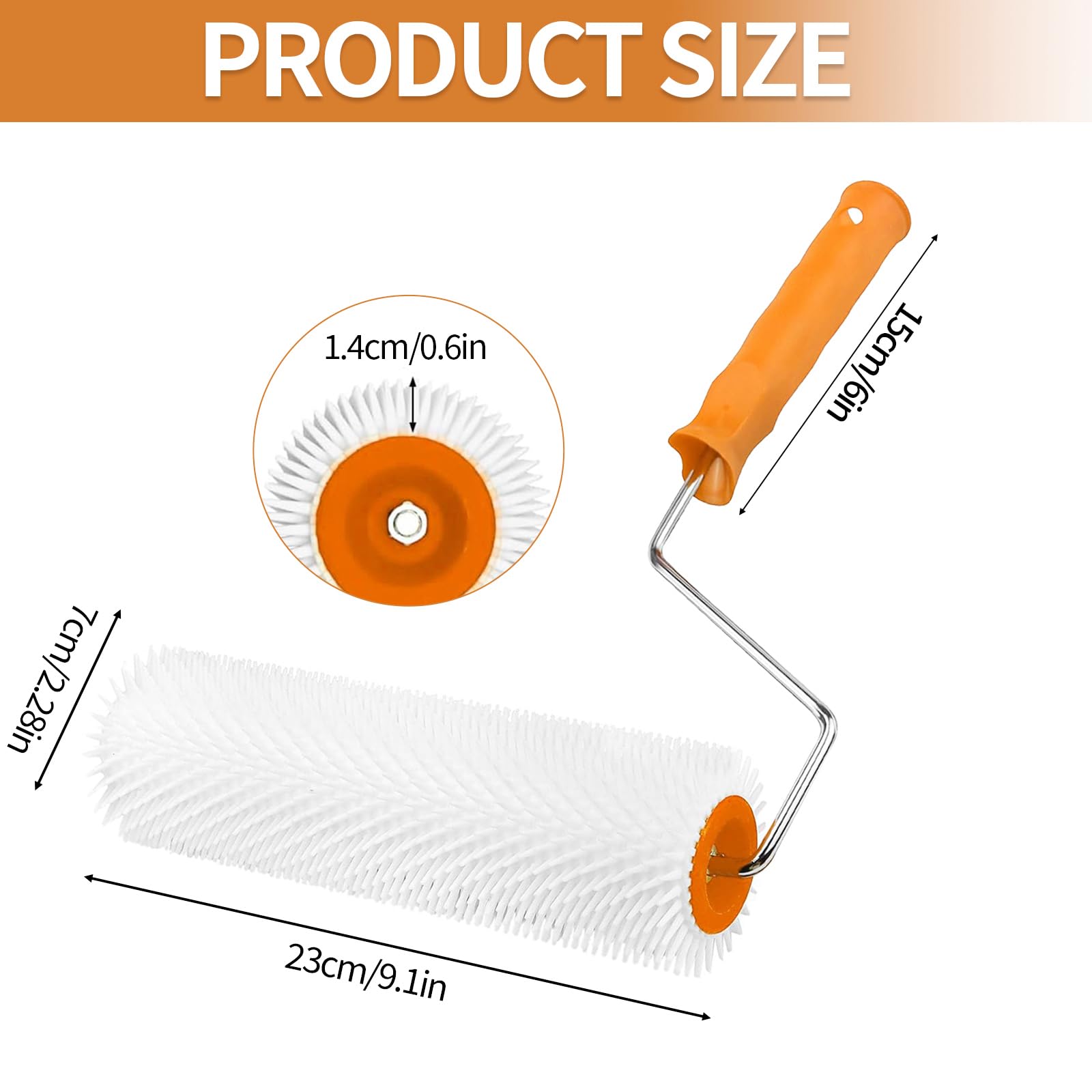 Rouleau à pointes de nivellement 23 cm tige 14 mm plastique aération sol