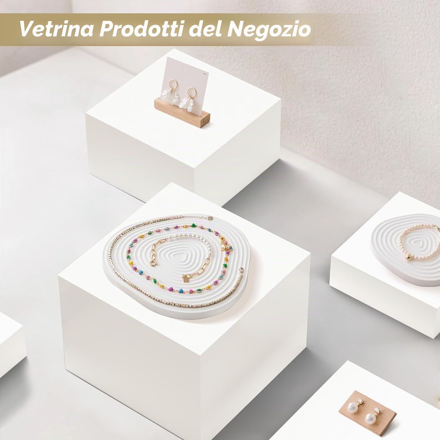 Espositore da Buffet per Aperitivo, set di 6 Supporti per Torte, Dessert, Oggetti da Collezione, Gioielli, Alzata per Alimenti Espositore a Cubo Alzata, Espositori in Acrilico, Bianco