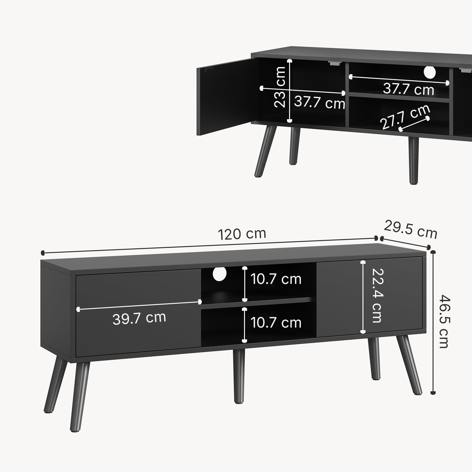 Pepinos - TV-Meubel - Mat zwart - 200x42x33 cm