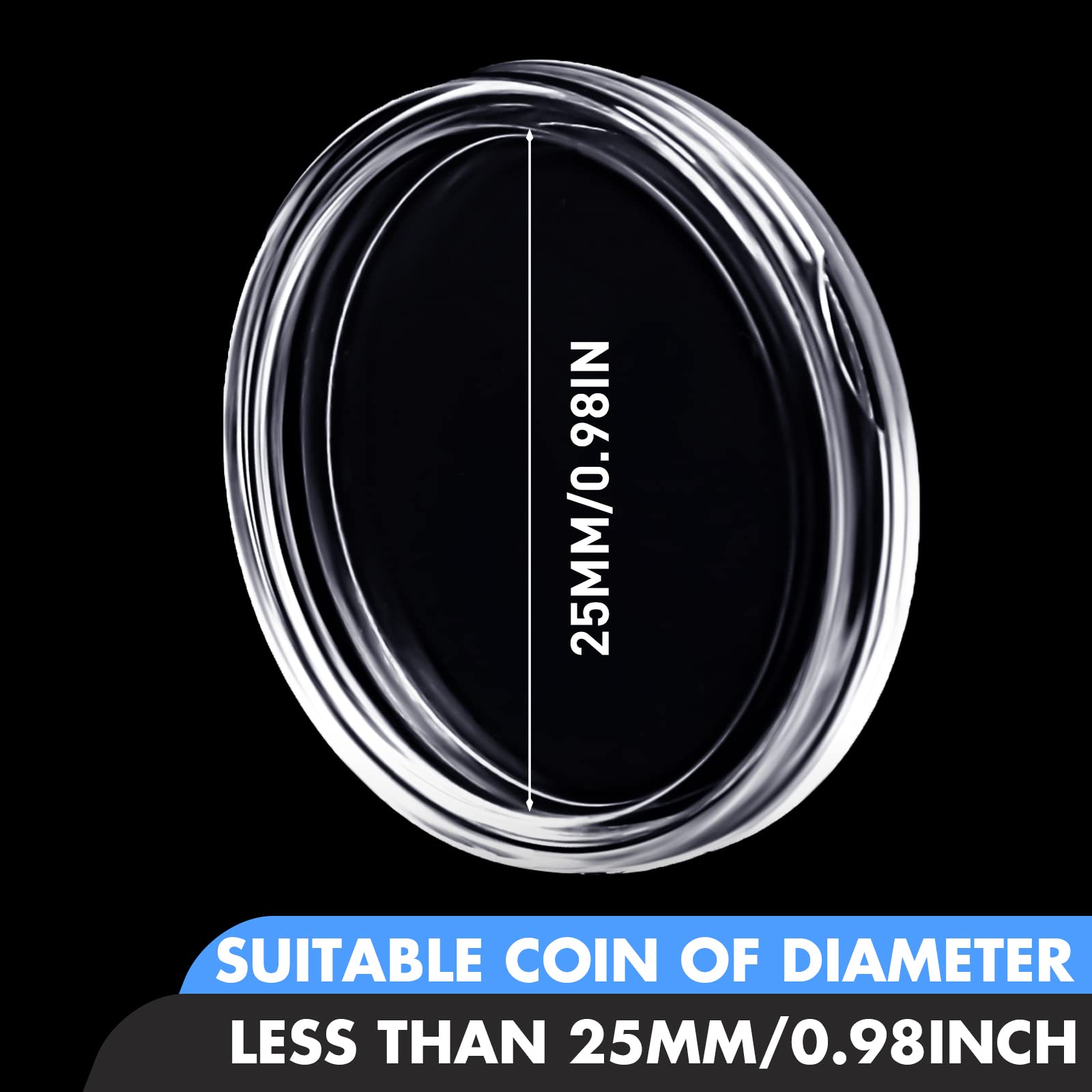 Hicarer 500 unidades de 25 mm para monedas de plástico transparente redondo para suministros de colección de monedas
