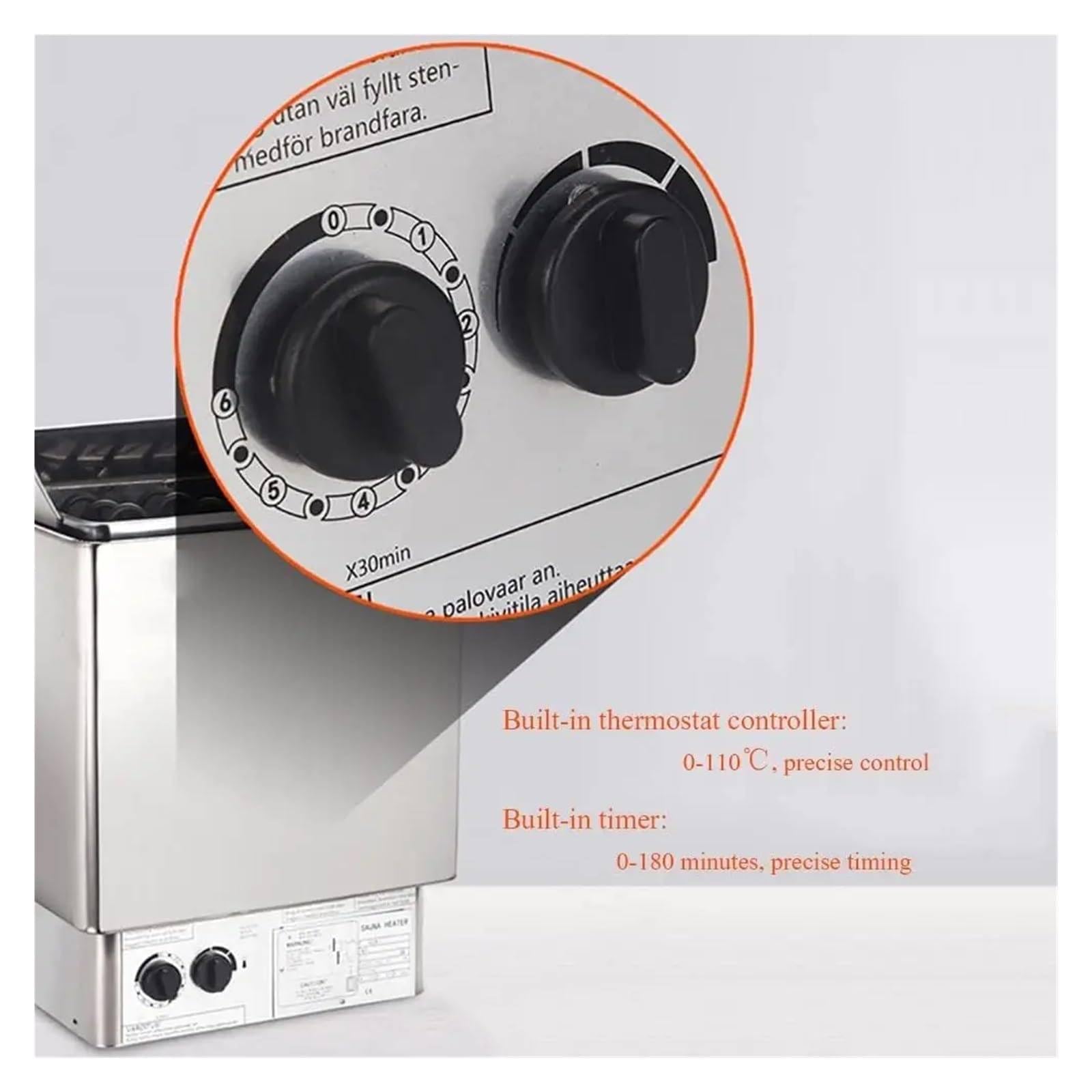 Poêle de sauna électrique 220V 3.5kW en acier inoxydable avec contrôleur interne 2-13 m³