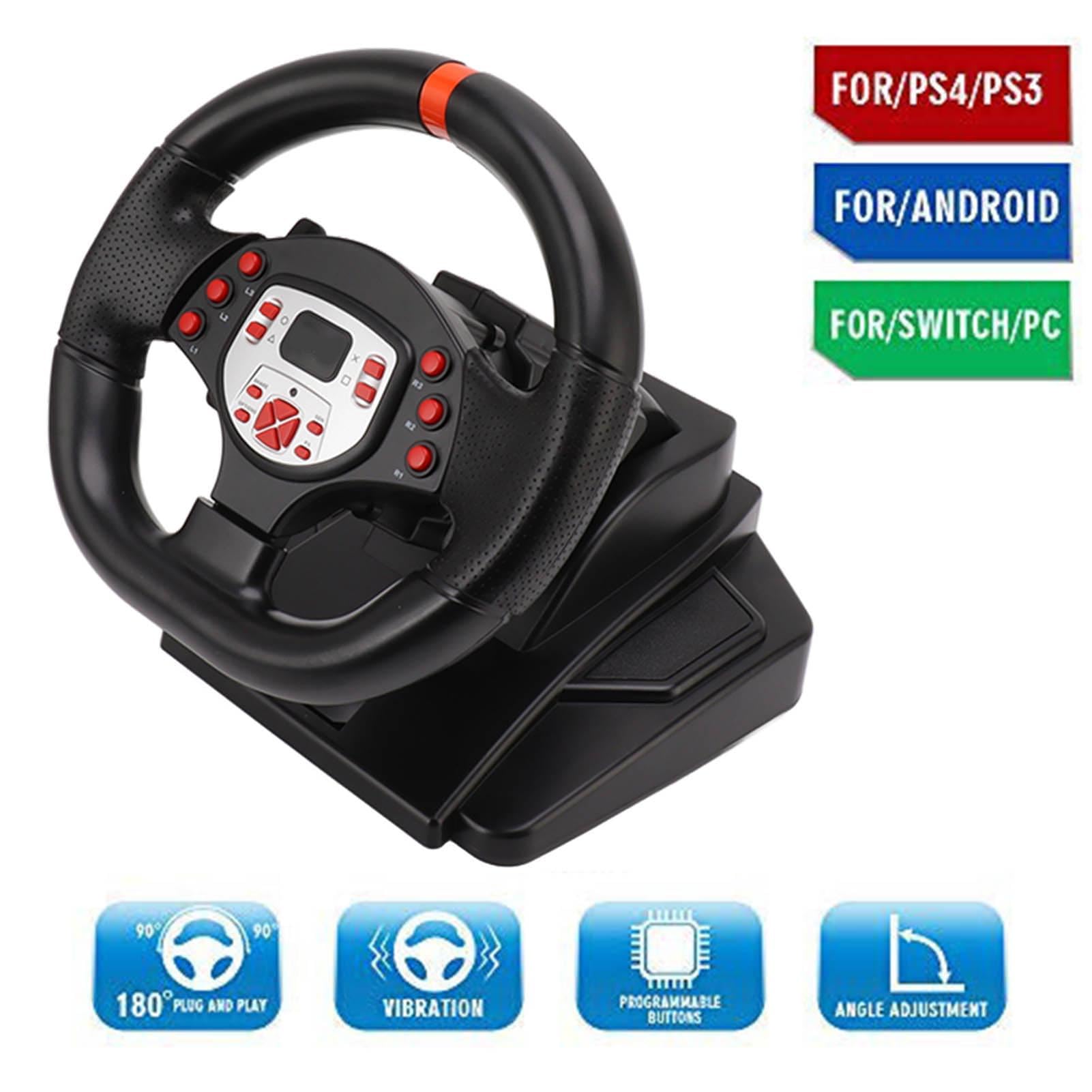 RiToEasysports Volanti da Gioco, Plug And Play Volante per PC USB da 180 Gradi con Pedali per 360 PC per Motori Completi per Switch Motori Elettrici e Parti Accessori per
