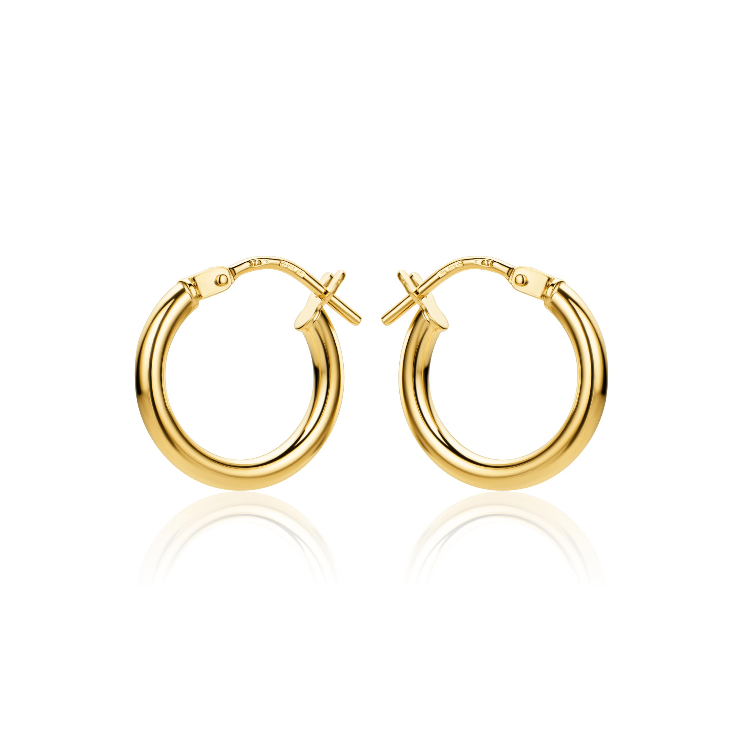 PRINS JEWELS Piccoli orecchini a cerchio da donna in oro giallo 375 9 carati | Orecchini in vero oro lucido dall'Italia