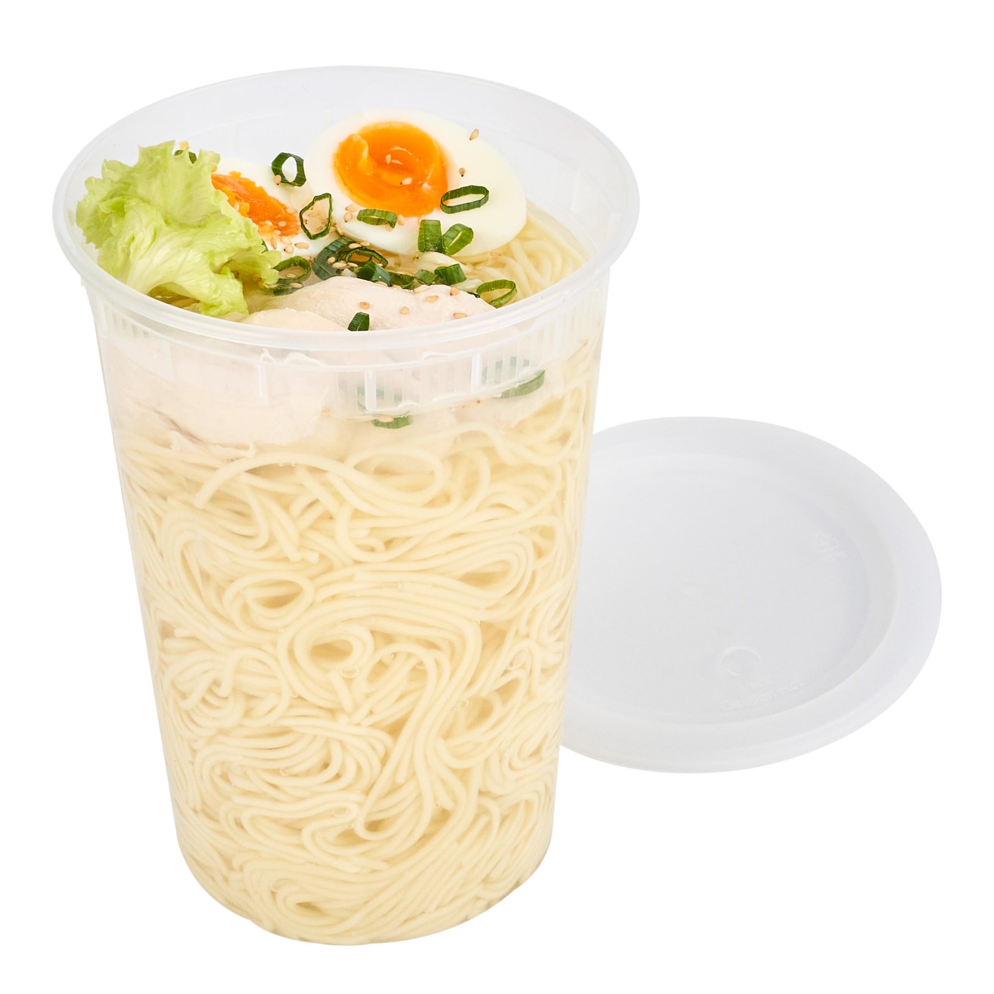 Restaurantware - Asporto - Contenedores de sopa desechables de 48 onzas, 100 recipientes de delicatessen con tapas, aptos para microondas, recipientes de plástico transparente de alta calidad,