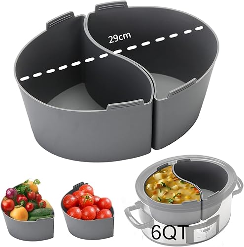 Anbage Revestimientos de silicona para Crock-Pot de 6 cuartos de galón, forros reutilizables para olla de cocción lenta, sin BPA, a prueba de fugas,