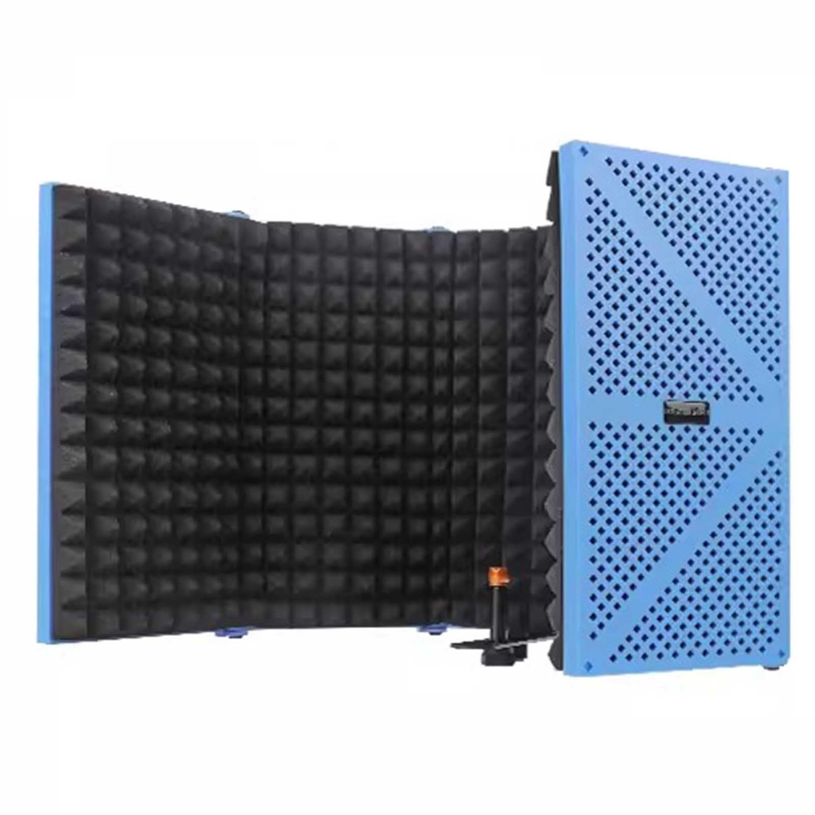 Protector de Aislamiento de micrófono portátil de 5 Paneles para grabación de Estudio, Cabina de Sonido Plegable, Azul, Juego A