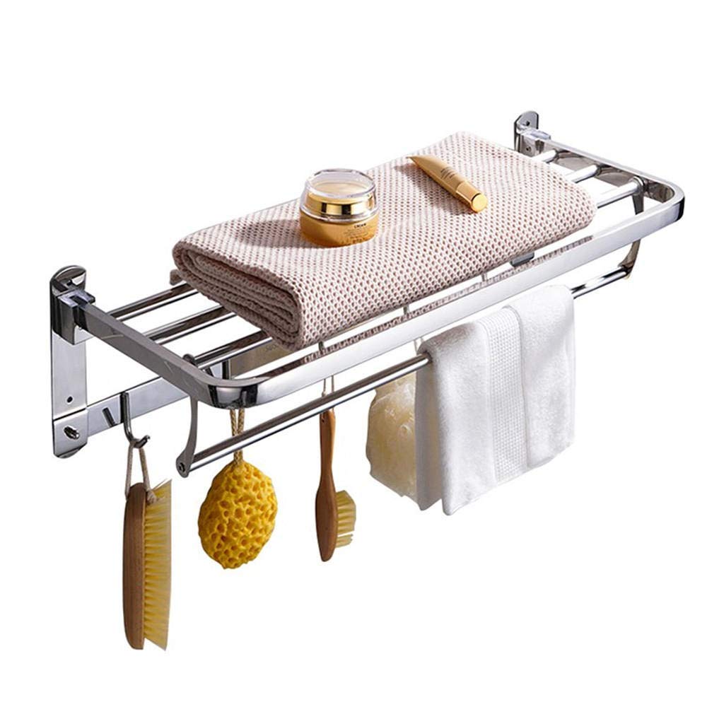 Portasciugamani multistrato con ganci – Mensola da bagno in acciaio inox da parete per bagno, hotel, cucina