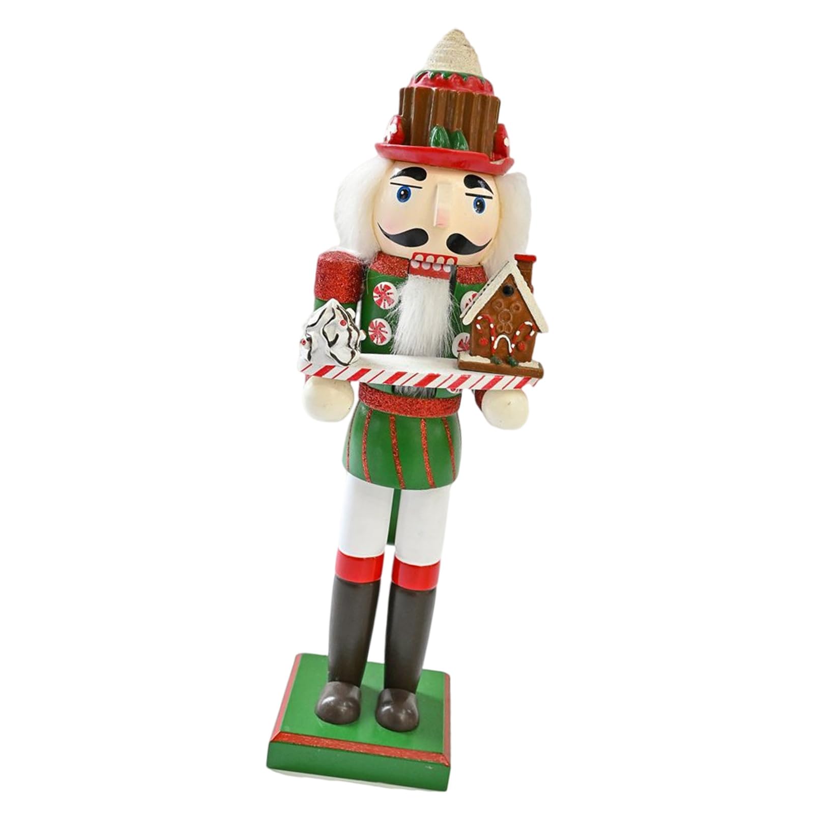 Hsioluted Festival Table Patriotic Ornament Christmas Wood Nutcrackers Soldier 38cm Tabletop Ornament Festival Decorations Collectible Soldier Figurine