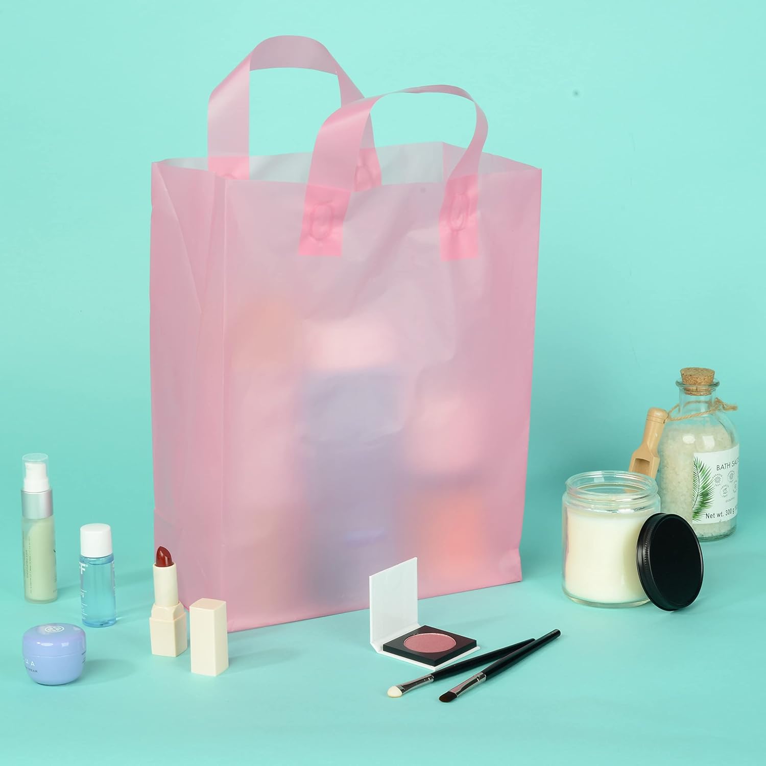 Prime Line Packaging Plastic Gift Bags, Frosted Shopping Bags for Small Business Supplies, Boutiques, Pink Party Favors Bags, Holidays, Birthdays, Events, Bulk, 10x5x13, 100 Pack - Image 6