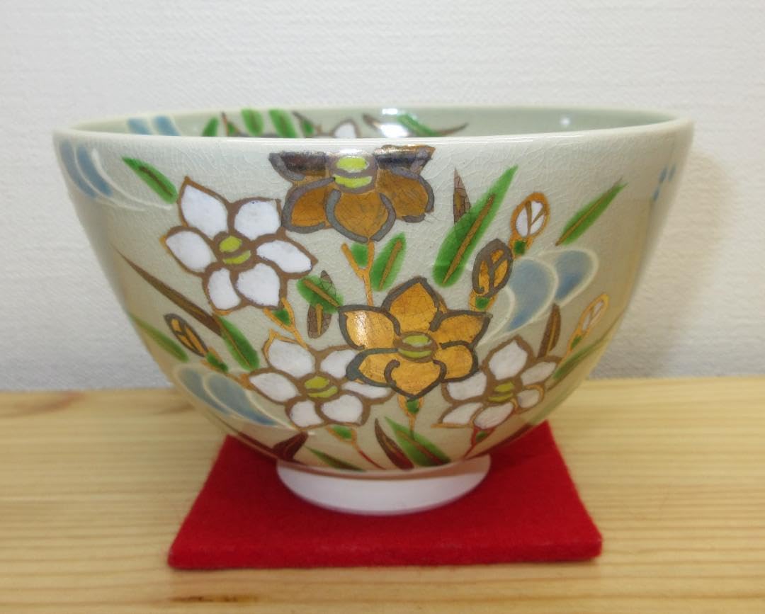 茶道具　京焼　田中香泉造　色絵金彩　菊唐草文　茶碗　共箱　N　6510 茶道具 京焼 田中香泉造 色絵金彩 菊唐草文 茶碗 共箱 N 6510