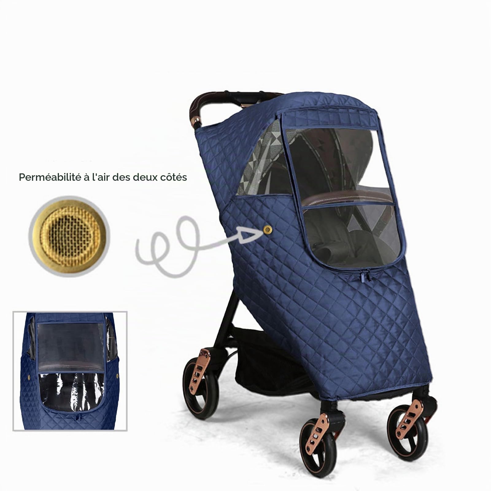 Housse de Pluie Universelle D'hiver pour Poussette de Bébé Coupe-vent Chaude et Matelassée Housse de Voyage Matelassée pour Poussette de Bébé