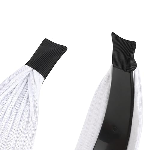 Miniatura 7 de ACO-UINT Paquete de 2 diademas blancas y negras para mujer, diademas anchas grandes para cabello de mujer, diademas gruesas antideslizantes con