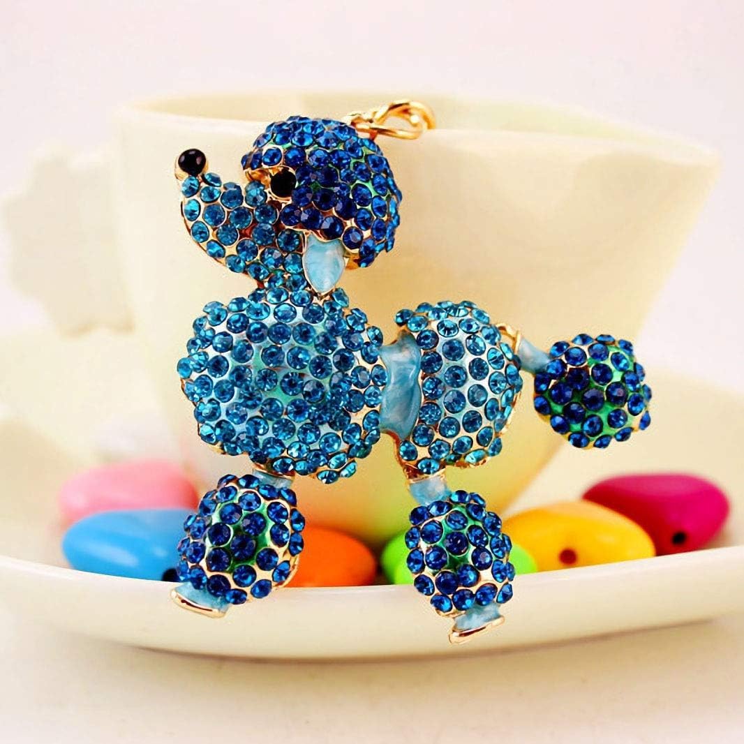 Cute Animal BlingBling Crystals Keychain Animal Charm Keyring Car Bag Wallet Purse Handbags Cars Key Pendant Decor (Blue Poodle) - Image 4