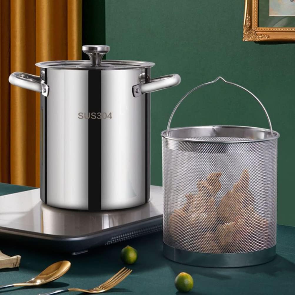 Hemoton 1set Frying Pot Deep Fryer for Gas Electric Stoves Portable Soup Pot Handle for Cooking Asparagus and Pasta