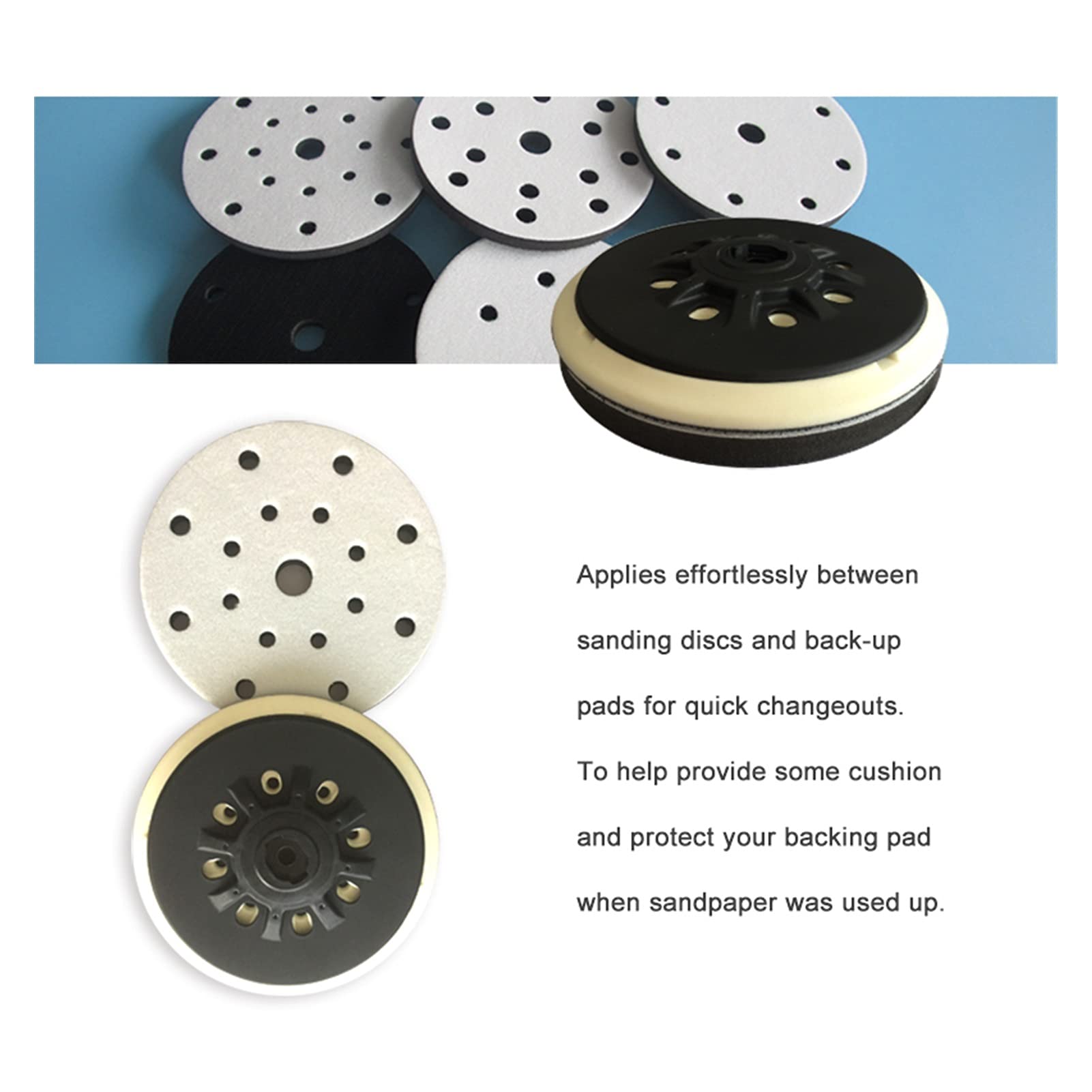 Almohadilla de Pulido Almohadilla de Interfaz Suave 6"170 mm de Esponja de Esponja de 150 mm Ampliación y protección contra el Papel de Lija, Utilizado for Discos de molienda de Gancho y Anillo