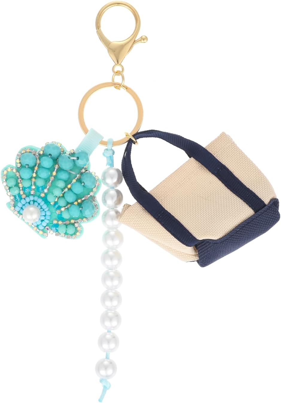 Madison Tyler Summer Keychains for Women | Beach Shell Lobster Sequined Palm Tree Seahorse Mini Tote Bag Charms Purse Charm