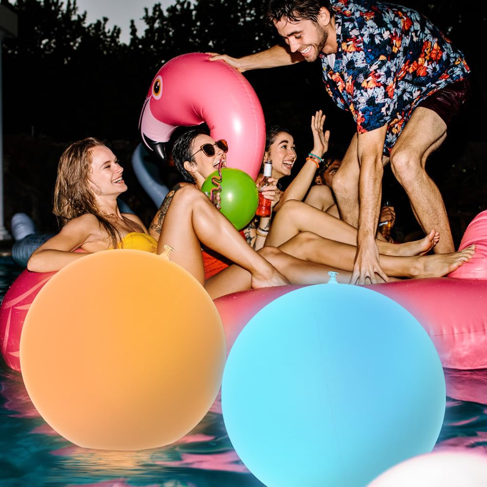 2 Pezzi 40cm Luci Galleggianti Piscina, Luce per Piscina Luce LED per Spa con 16 Luci Colorate e 4 Modalità di Luce Piscina Giardino LED Sfera Luminose Luce Galleggiante Piscina Luminoso per Festa