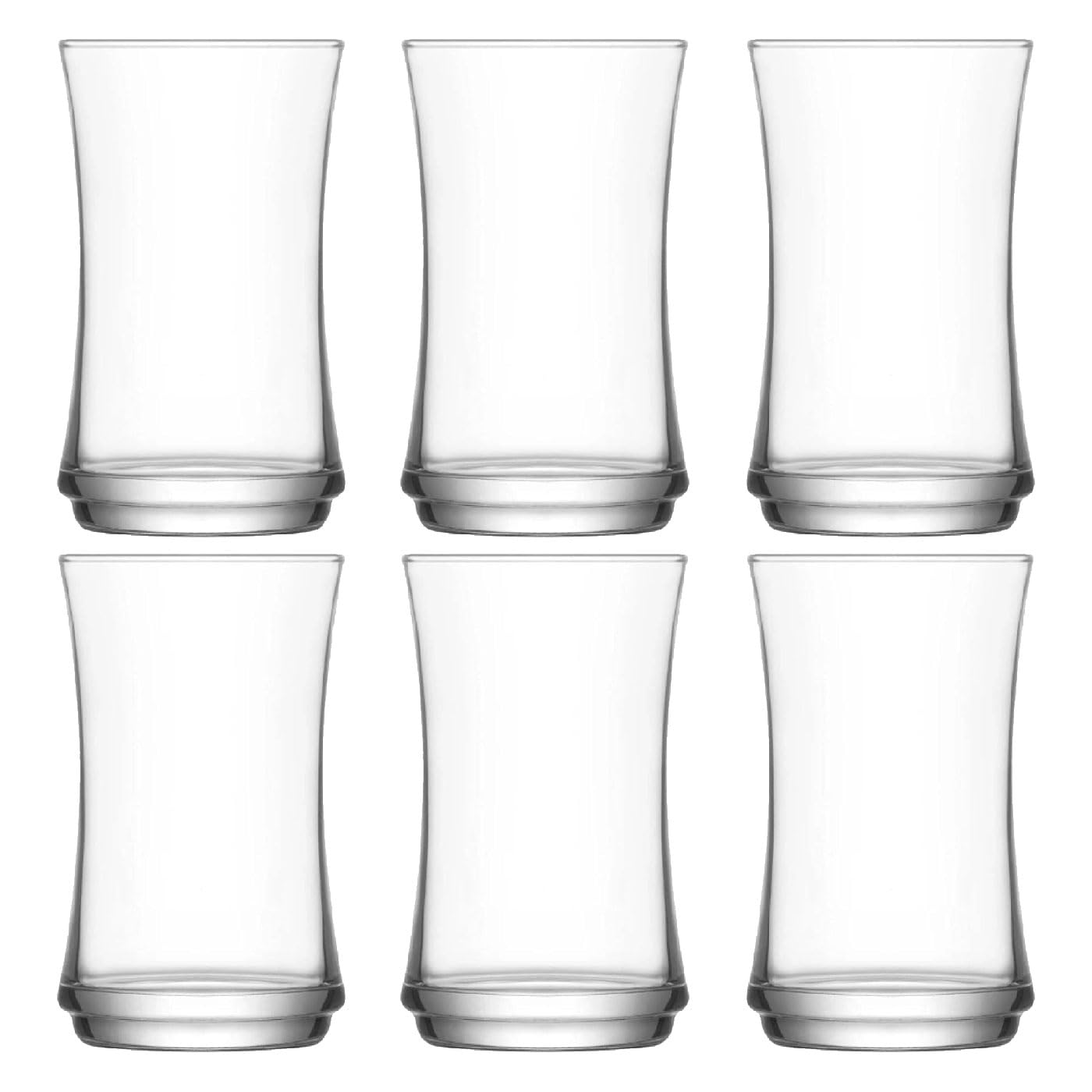 Tradineur - Pack de 4 Caja de 6 Vasos Modelo Lune - Capacidad de 365 ML - Fabricado en Vidrio Resistente - Apto para lavavajillas - Tamaño Aprox: Ø 7,5 x 13 cm - 24 Uds Total