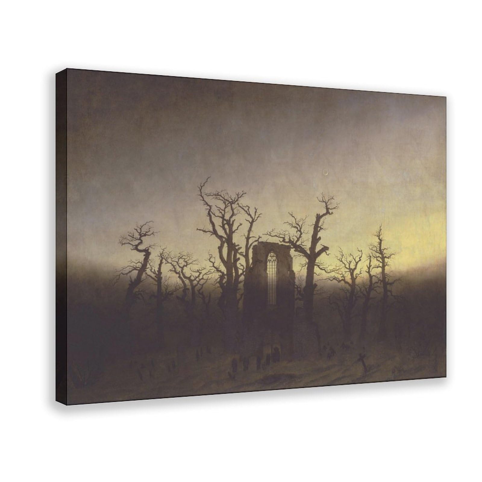 WCYB The Abbey in The Oakwood by Caspar David Friedrich Posters Prints Canvas Deco Paintings Wall Art Hangable Frame 16" L X 24" W