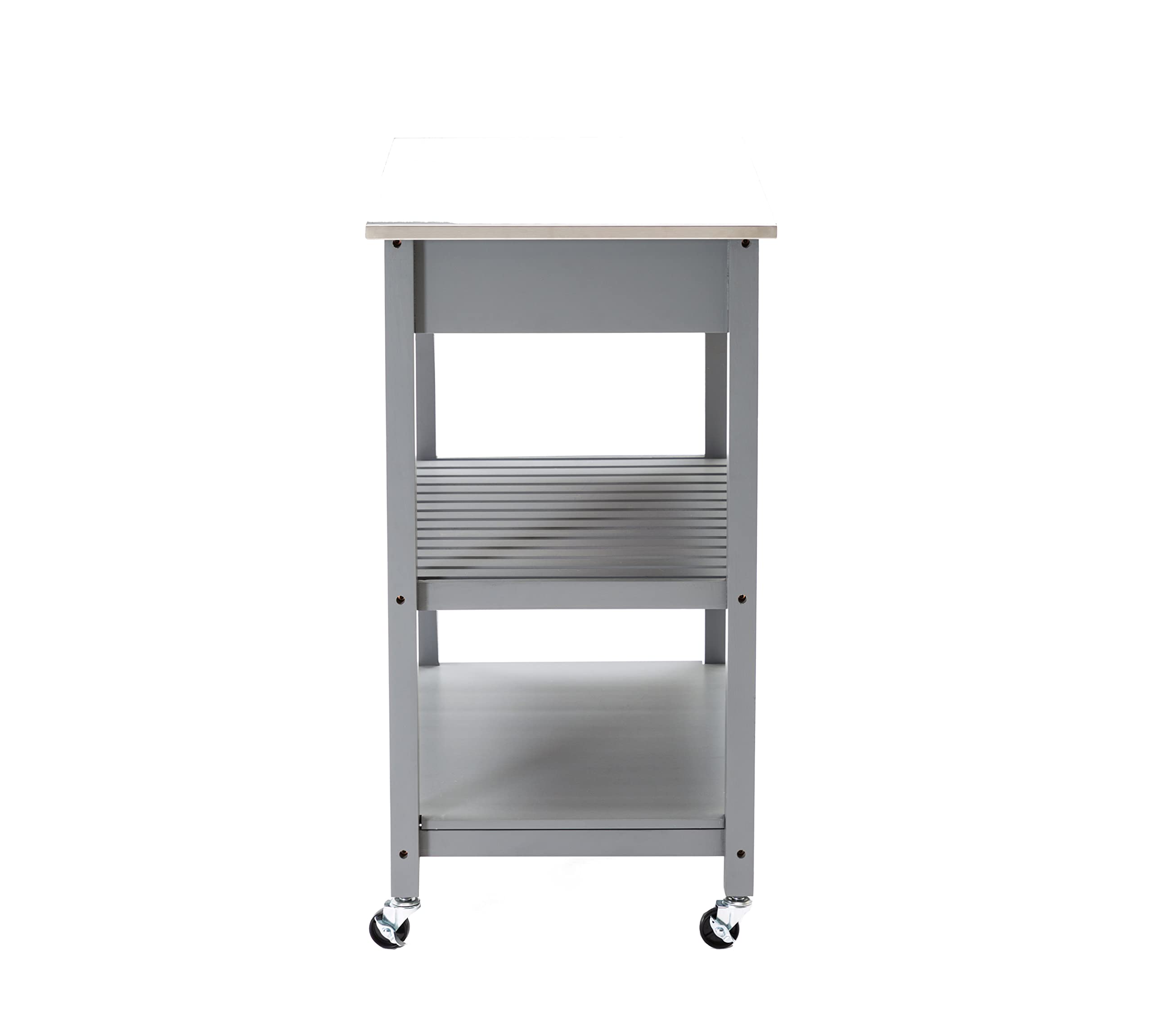 Boraam Carrello da cucina Holland con piano in acciaio inox, grigio
