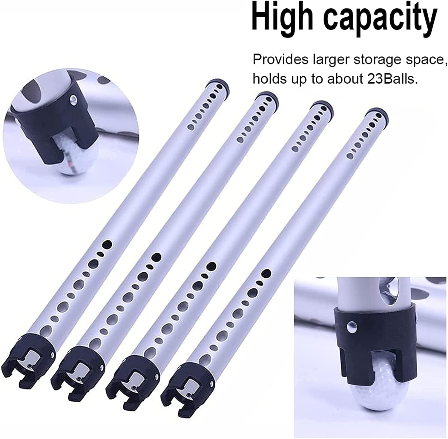 DKULMN Golf Ball Retriever,Can Hold 23 Balls Golf Ball Hopper Tube, Aluminium Tube Golf Ball Picker for Water with Durable Spring Release-Ready Head Golf Ball Retriever